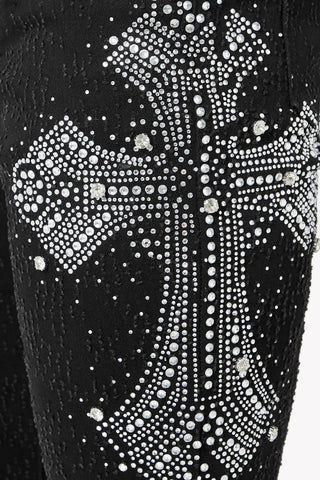 Guapi Obsidian Black Distressed Cross Denim