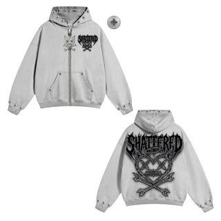 Shattered Hearts GRAY shattered heads Hoodie