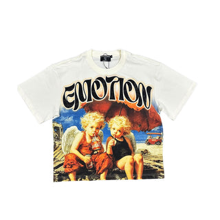 MIXED EMOTIONS 'Twin' Rhinestone Cream Tee