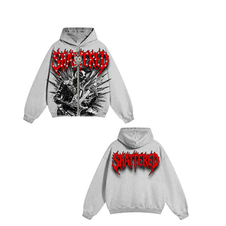 Shattered Hearts GRAY rockstar studded Hoodie