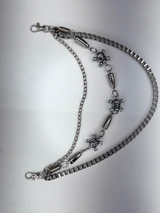DRUNZ Silver Skull Layered Pocket Chain