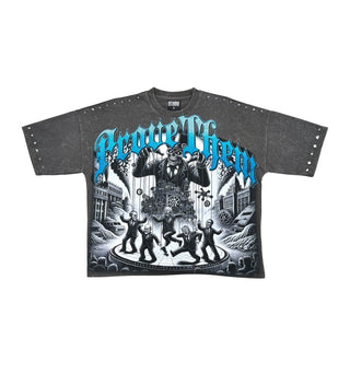 Stray Prove them wide & crop fit tee (Charcoal)