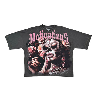 Stray Motivations wide & crop fit tee (Charcoal)