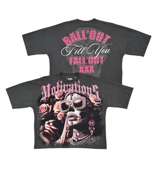 Stray Motivations wide & crop fit tee (Charcoal)