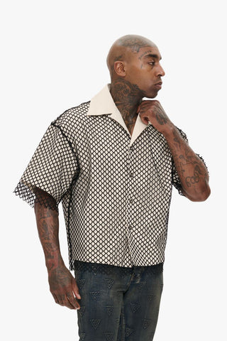 Valabasas "VEGAPUNK" FISHNET BUTTON DOWN (VEGAPUNK - OFF WHITE)
