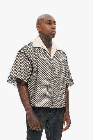 Valabasas "VEGAPUNK" FISHNET BUTTON DOWN (VEGAPUNK - OFF WHITE)