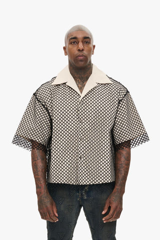 Valabasas "VEGAPUNK" FISHNET BUTTON DOWN (VEGAPUNK - OFF WHITE)