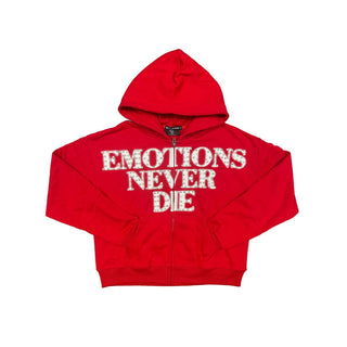 Mixed Emotions Red ‘End’ Rhinestone hoodie