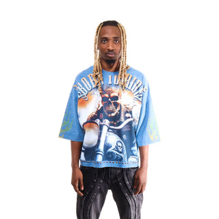 Stray Born to ride 3/4 sleeve tee (Blue)