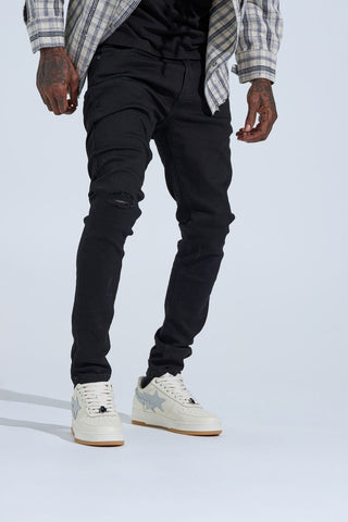 PHEELINGS "BLACK LABEL" DISTRESSED SKINNY DENIM (JET BLACK)