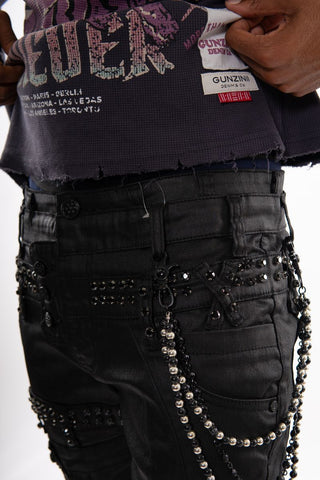 Gunzinii denim pants (COATED BLACK)
