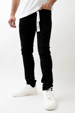 DZTR SUPER STRETCH SKINNY DENIM - JET BLACK RIPS