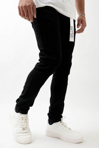 DZTR SUPER STRETCH SKINNY DENIM - JET BLACK RIPS
