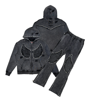 Gunzinii french terry hoodie set (Black)