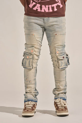 PHEELINGS "24/7" STACK CARGO DENIM (BLUE WASH)