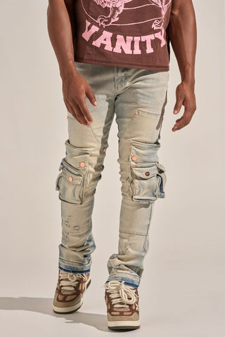 PHEELINGS "24/7" STACK CARGO DENIM (BLUE WASH)