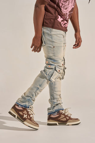 PHEELINGS "24/7" STACK CARGO DENIM (BLUE WASH)