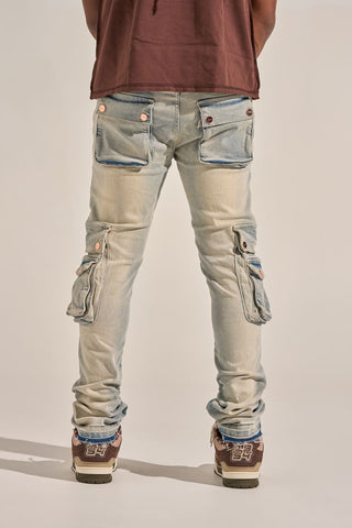 PHEELINGS "24/7" STACK CARGO DENIM (BLUE WASH)