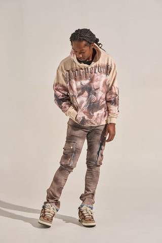 PHEELINGS "BUILT TO HEAL" CARGO STACK DENIM (FADED MAROON)