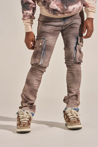 PHEELINGS "BUILT TO HEAL" CARGO STACK DENIM (FADED MAROON)