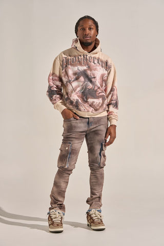 PHEELINGS "BUILT TO HEAL" CARGO STACK DENIM (FADED MAROON)