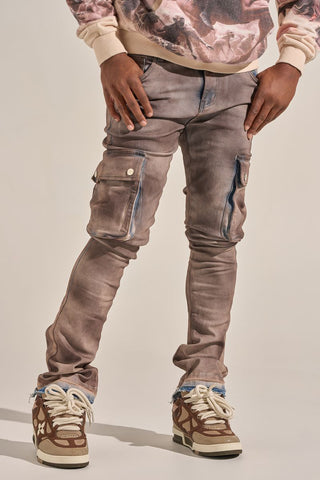 PHEELINGS "BUILT TO HEAL" CARGO STACK DENIM (FADED MAROON)