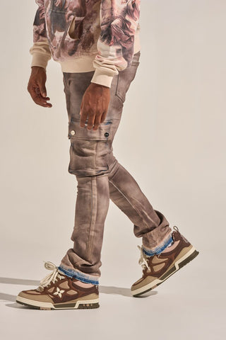 PHEELINGS "BUILT TO HEAL" CARGO STACK DENIM (FADED MAROON)