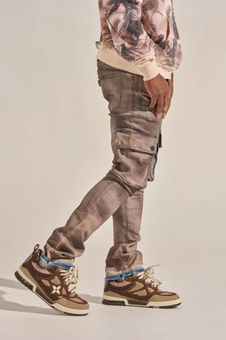 PHEELINGS "BUILT TO HEAL" CARGO STACK DENIM (FADED MAROON)