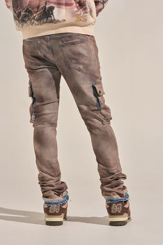 PHEELINGS "BUILT TO HEAL" CARGO STACK DENIM (FADED MAROON)