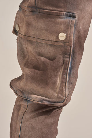 PHEELINGS "BUILT TO HEAL" CARGO STACK DENIM (FADED MAROON)