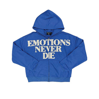 Mixed Emotions Blue "End" Rhinestone Hoodie