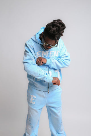 Elements of Art "Cluster" Zip Hoodie-Light Blue