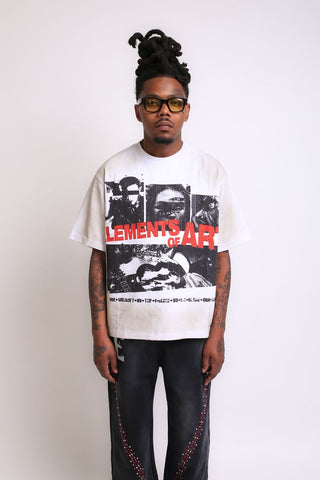 Elements of Art Collage Tee-White/Red
