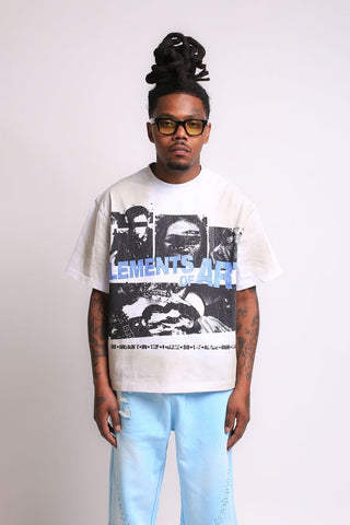 Elements of Art Collage Tee-White/Blue