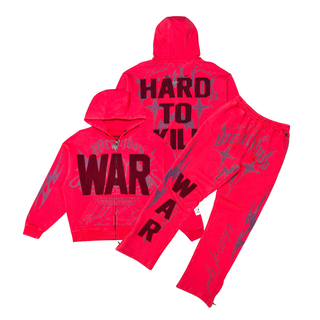 Wrahtboy Hard to kill fullzip hoodie set (Red)
