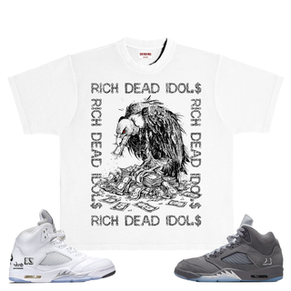 RICH DEAD IDOLS "VULTURE$" T-SHIRT WHITE AND GREY