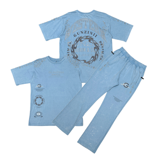 Gunzinii short sleeve jogger set (Dust Blue)