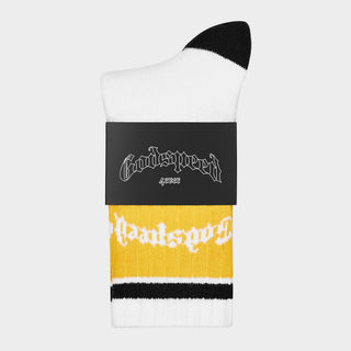 Godspeed Og Logo Striped Sock (White/Yellow)