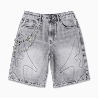 Melee "SHOGUN" EMBOSSED DENIM SHORTS (GRAY WASH)