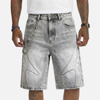 Melee "SHOGUN" EMBOSSED DENIM SHORTS (GRAY WASH)