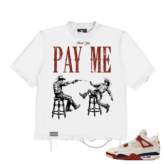 November Reine "WE PLAY FOR KEEPS" HAND SHREDDED LUXURY HEAVYWEIGHT  TEE (WHITE/BRICK)
