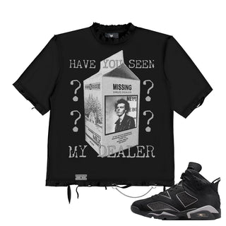 November Reine "HAVE YOU SEEN MY DEALER?" HAND SHREDDED LUXURY HEAVYWEIGHT TEE (BLACK/GREY)