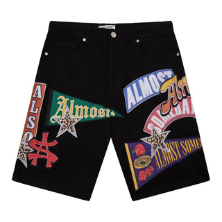 Almost Someday PENNANT DENIM SHORTS (Black)