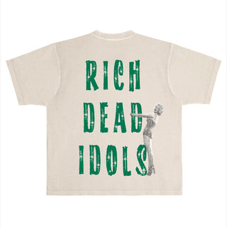 RICH DEAD IDOLS "RICH SEX AND BIG CHECKS" T-SHIRT TAN