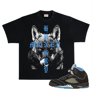RICH DEAD IDOLS "MONEY HUNGRY" T-SHIRT BLACK AND UNIVERSITY BLUE
