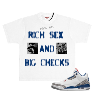 RICH DEAD IDOLS "RICH SEX AND BIG CHECKS" T-SHIRT WHITE