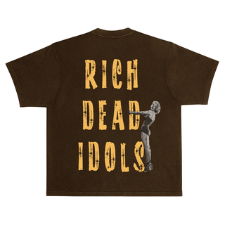 RICH DEAD IDOLS "RICH SEX AND BIG CHECKS" T-SHIRT BROWN GOLD