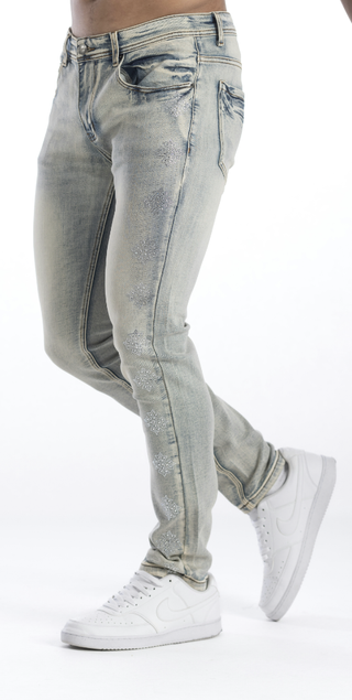 KINDRED PREMIUM STUDDED SKINNY DENIM (BLUE)