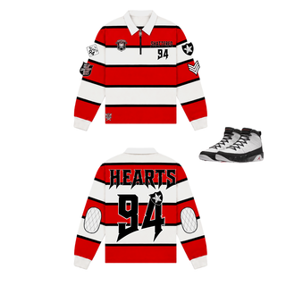 Shattered Hearts PATCH KNITTED RUGBY RED