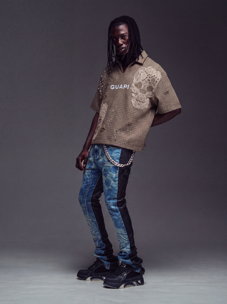 Guapi Houndstooth Skull Shirt